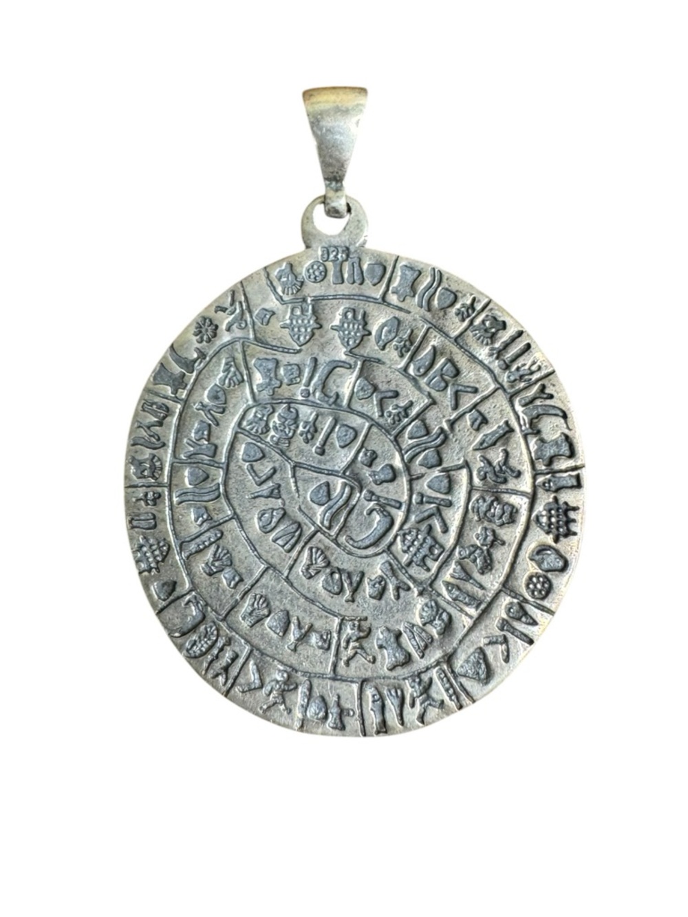 Sterling Silver Phaistos Disc Pendant 16.7 grams